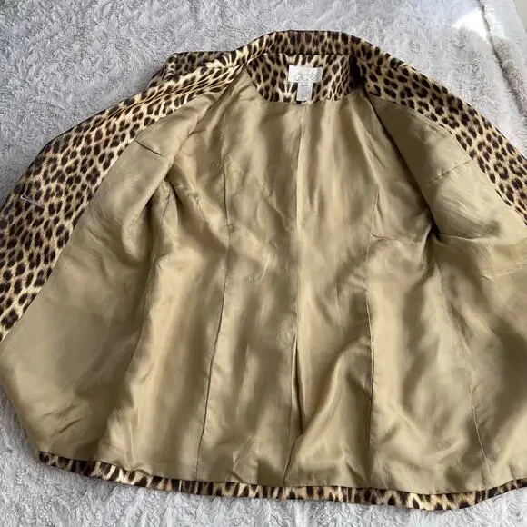 SOLD Cache vintage leopard print blazer jacket Y2K 90s animal cheetah mob wife L - Picture 10 of 16